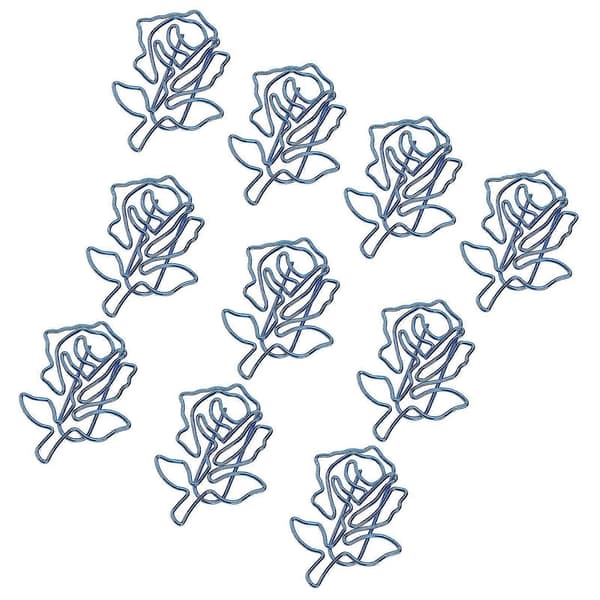 Blå Rosformade Gem av Järn för Bokmärken, Kontorsorganisation, 10-Pack