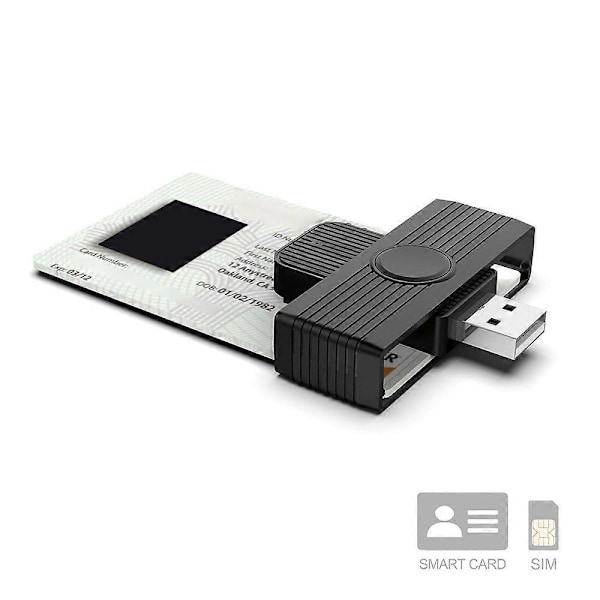 USB 2.0 Smart Card Reader Bankkort SIM-kortläsare ID-kortläsare Smart Card Reader för PC Dator
