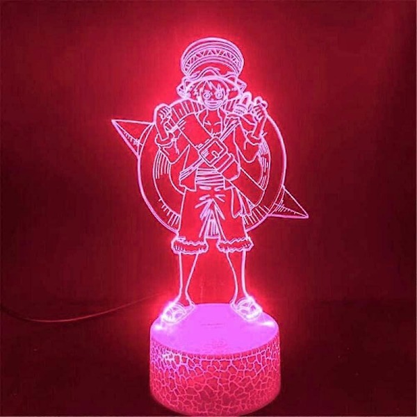 SBSG One Piece Luffy 3D Illusion Natlampe Smart Touch, RGB Effekt USB Kabeldrevet Kreativ 3D Japansk Anime Lampe