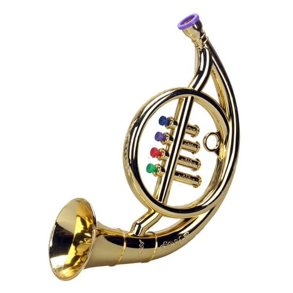 Franskt Horn 4 Färgade Tidiga Utbildningsmusikleksaker Rekvisita Spela Mini Musik för Barn Leksak Guld