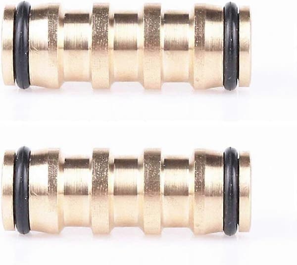 2-pack Metallmässing Dubbel Hanhane Slangändkoppling Förlängare för att Ansluta Trädgårdsslangrör