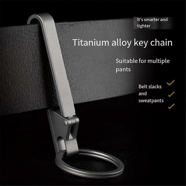 Titanium-avaimenpidike taskuklipsillä, irrotettava avaimenperä, miehille ja naisille, ulkokäyttöön