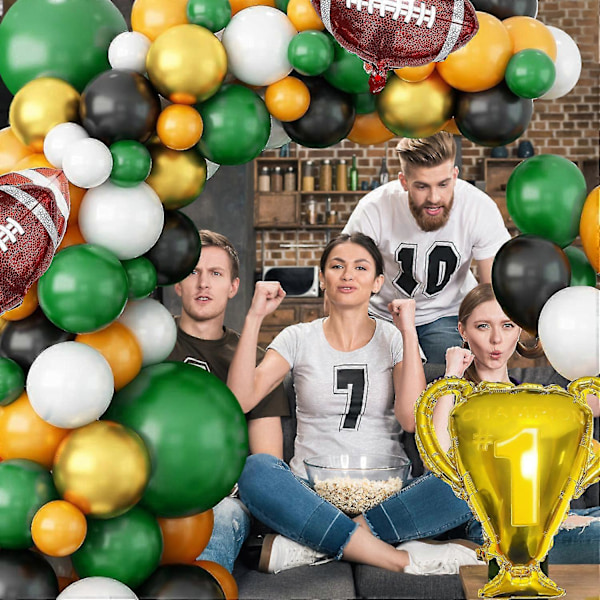 110 stk. Fodbold Ballonbue Sæt - 18, 12, 10, 5 Tommer | Trofæ Ballon, 20 Tommer Touch Down Balloner, Fodboldfest Dekoration | Tailgating Fest D