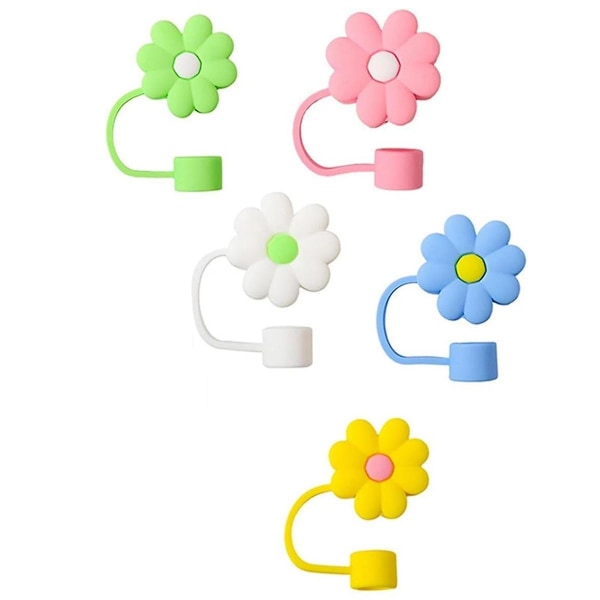 Blomsterstrådekselhette for kopp Silikon-halmstopper kompatibel med 30&40 oz glass med håndtak