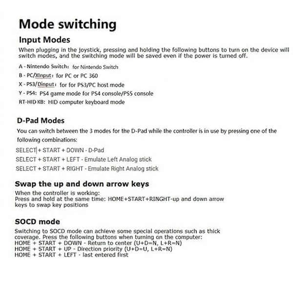 Arcade Joystick Kontroller Fight Stick Spillkontroller Mekanisk Knapp for PC///PC/Switch
