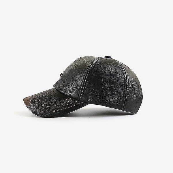 Baseballcaps Casual Motehatt Høst Og Vinter Pluss Fløyel Caps Lær Baseballcaps For Menn