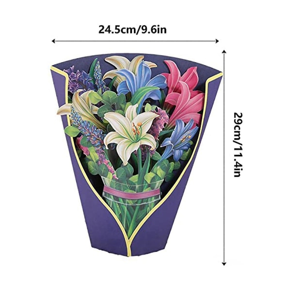 3D Pop-up Pappersblommor Bukett Gratulationskort, Presentkort Till Mors Dag Födelsedag Påsk För Kvinnor