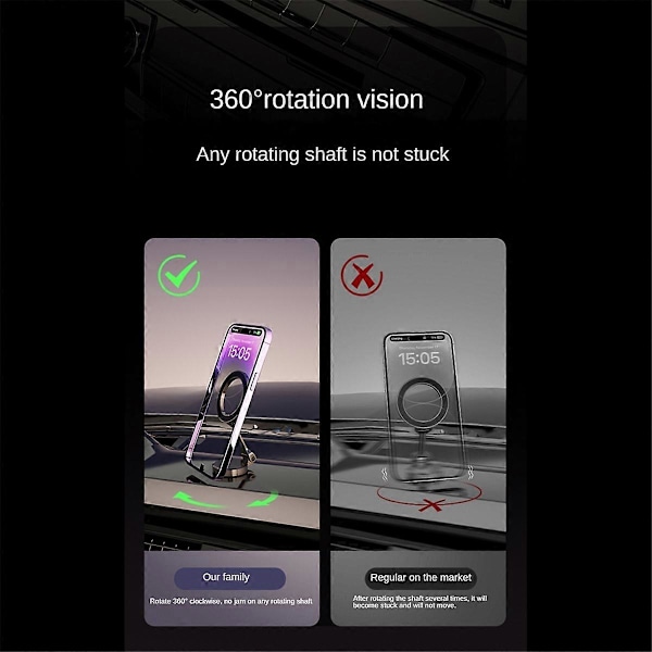 Magneettinen puhelinpidike autoon, 360° kääntyvä, metallinharmaa