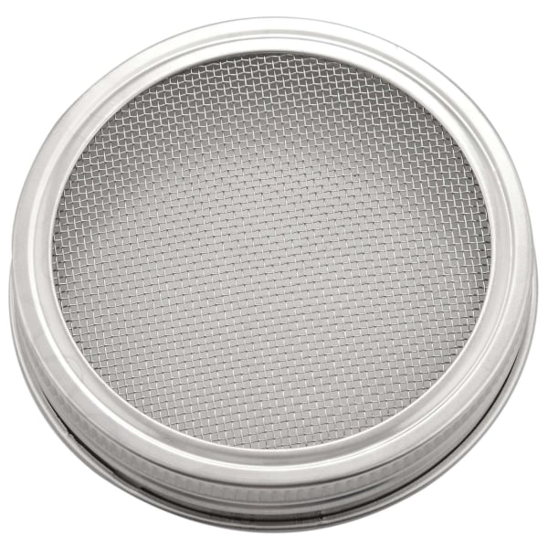 4 stk/sett Rustfritt Stål Spiringslokk for Brede Munnbeholdere Hermetiseringsbeholdere Hurtig Silingslokk Nettdeksel