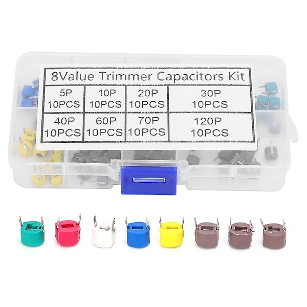 6mm Trimmer Kondensator Kit - 80 stk. (5/10/20/30/40/60/70/120P)
