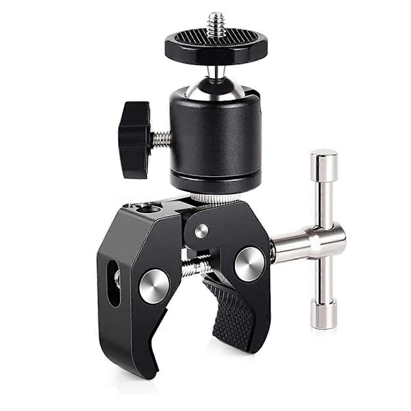 Superklämma med 360 Mini Kulled Snabbkopplingsklämma Fäste Stativfäste 1/4 Skruvklämma för DSLR-kamera