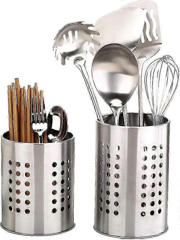 2 stk. Køkken Rustfrit Stål Køkkenredskabs Holder, Rustfrit Stål Anti-Rust Stor Køkkenredskaber