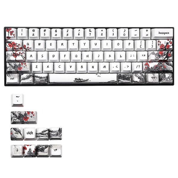 Novelty Allover Dye Subbed Plum Blossom 71 Key Profil Keycap til GH60 RK61 ALT61 Anne PRO2 GK61 GK64 dz60 KeycapsUS