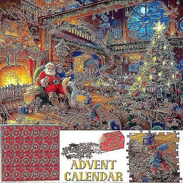 Pussel Adventskalender 2023 - 1008 Bitar Pussel 24 Dagar Nedräkning Julklapp Z