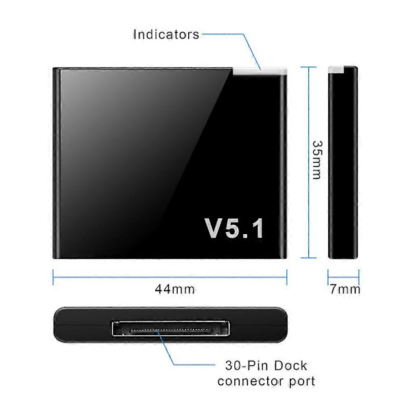 Oppgradert Versjon 30 Pin Bluetooth 5.1 Audio Mottaker A2DP Musikk Mini Trådløs