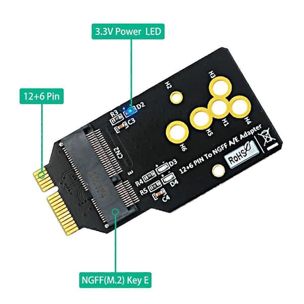 AX200/201/210 WIFI6 -moduuli 12+6-nastainen sovitinlevy, tukee 2230 M.2 Key A/E -moduulia, korvaa BCM94360CS2 -kortin