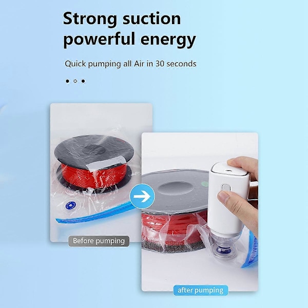 USB Oppladbar Elektrisk Luftpumpe Tørker+10 stk Pose Sett for 3D Printer PLA Filament Vakuum Pose Ett-Trykks Rask Pumping