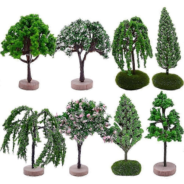 8 st Realistisk Trädmodell Mikrolandskapslayout Modell Konstgjord Miniatyr Trädmodellering Rekvisita