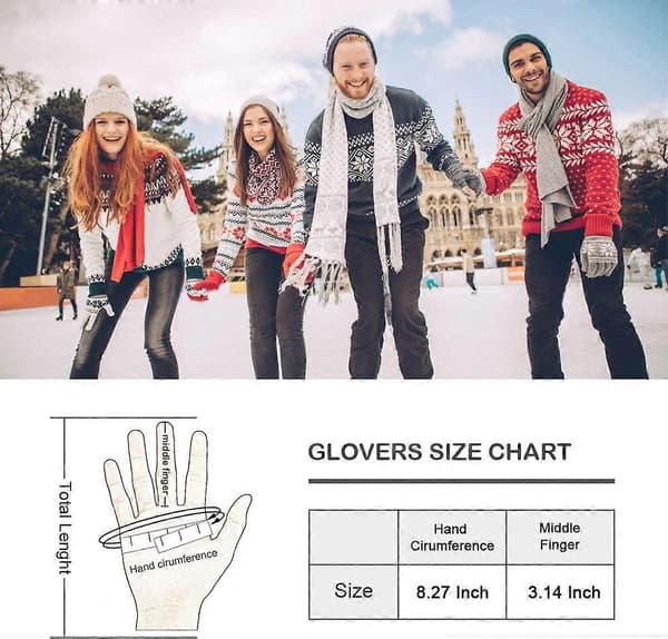 2025 Egnede Dame Strikkede Handsker TouchScreen Vinter Sne Blomsterprint Varme Vanter Unisex