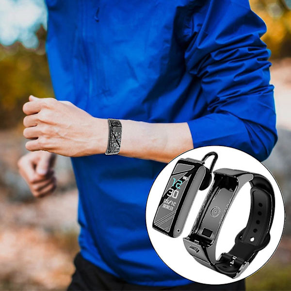 B6 Älykäs ranneke Bluetooth-kuuloke 2-in-1 Sykemittari Miesten ja naisten urheilukello Askelmittari