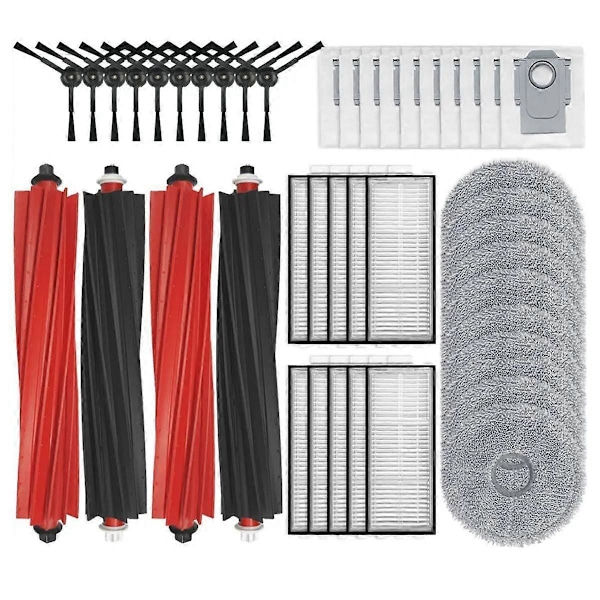 Sidoborste, HEPA-filter, Moppduk, Dammsugarpåsar, Ersättningsdelar för Qrevo Master / V20 / P10S Pro