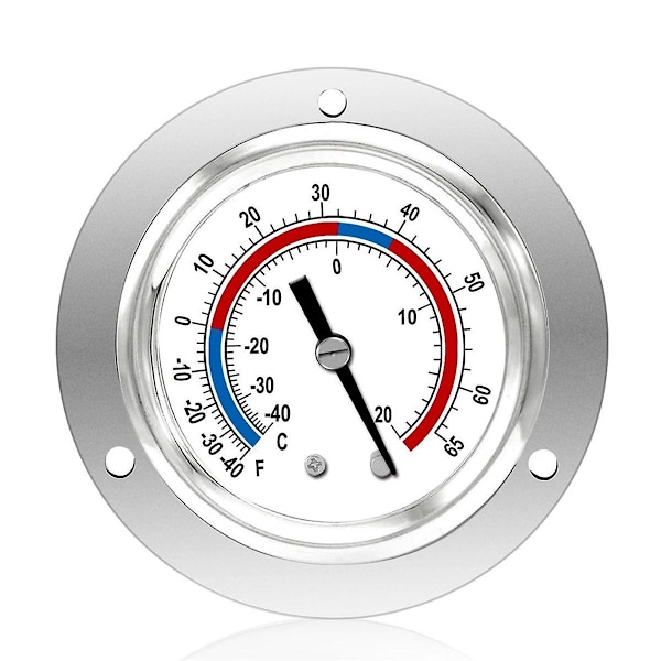 Cooler Thermometer Capillary Design Refrigeration Gauge, -40 to 65 / -40 to 20, 2Inch Dial Stainl