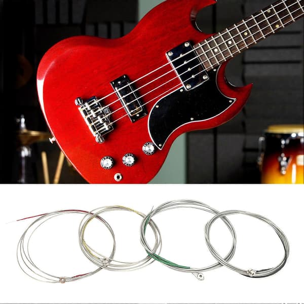 4 st Bassträngar Rostfritt Stål Legering Nickelpläterade Musikinstrument Tillbehör BD600