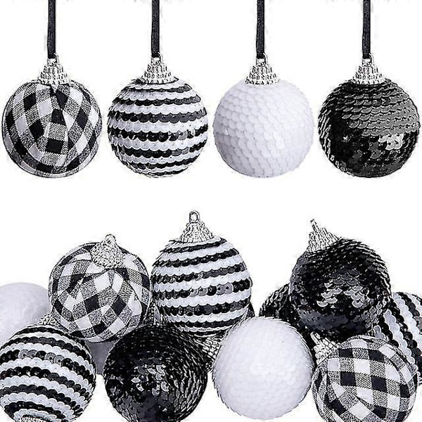 WJTG 12 st Bollar Hänge Julgransdekorationer Flerfärgade Bollar Hemfest Ornament Set 2023 NyårJ