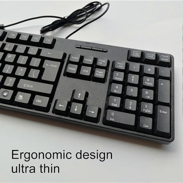 Universal Multi-sprogligt 104 Taster Ergonomisk USB Kabelbundet Tastatur til Laptop PC