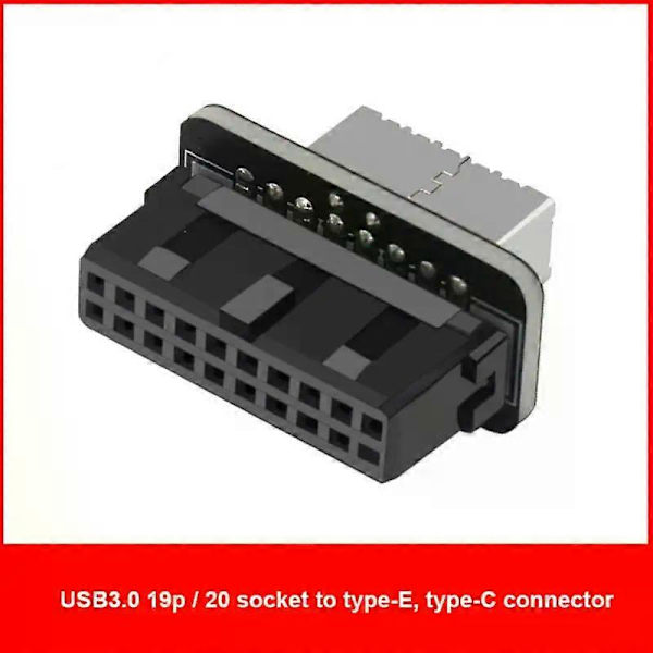 20-pin till 19-pin Konverter USB 3.0 Intern Header till USB 3.1/3.2 Typ C Front Typ E Adapter för PC Moderkortsanslutning Riser