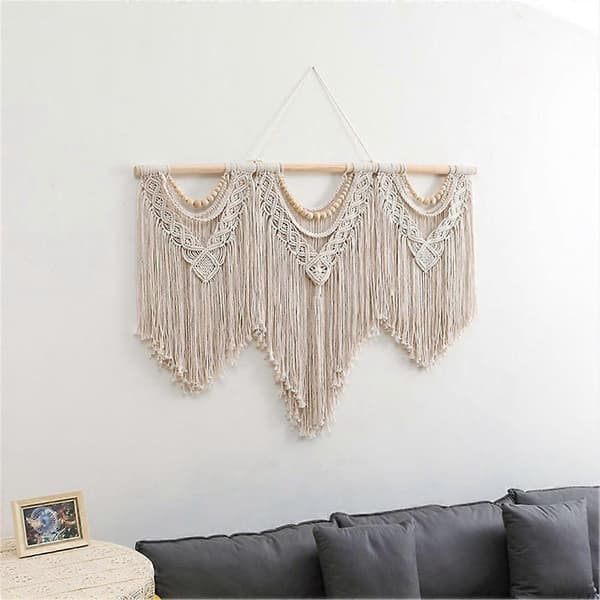 Makramé Väggbonad - Boho Tapestry Makramé Väggdekor Konst - Chic Bohemisk Handgjord Vävd Tapestry D