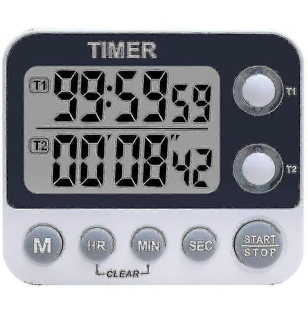 Digitalt Kjøkkentimer Magnetisk Stor Skjerm Nedtellingstimer Klokke 2 Kanalgrupper 99 Timer
