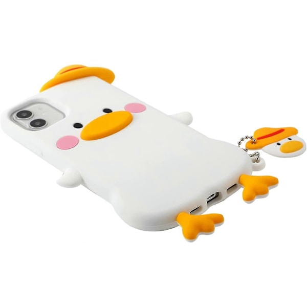 Wifantien 3D Anka Skal för iPhone 11 6.1 tum, iPhone 11 Anka Skal, 3D Tecknad Söt Kawaii Härlig Anka med Hatt Barn Tonåringar Flickor Kvinnor Mjukt Silikon Skal