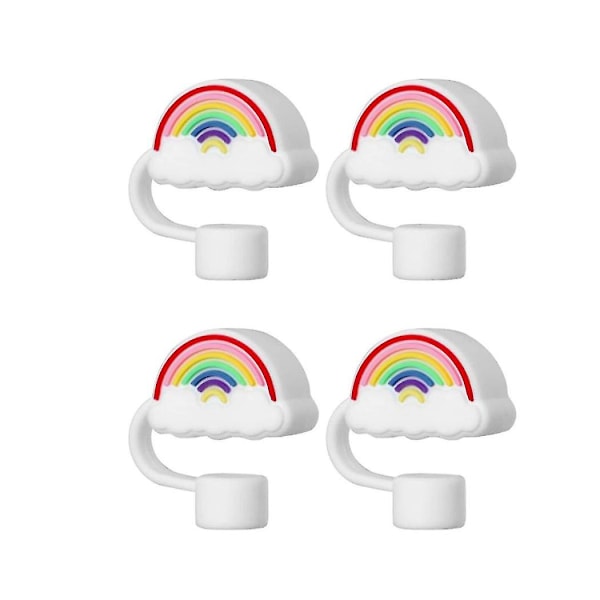 4-pack silikonstråskydd för 40 oz sugrör, återanvändbara drickstrålock för 0,4 tums sugrör, regnbåge, flerfärgade