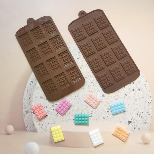 12 vaffel chokolade kiks form kageform is slik silikoneform (2 stk.)