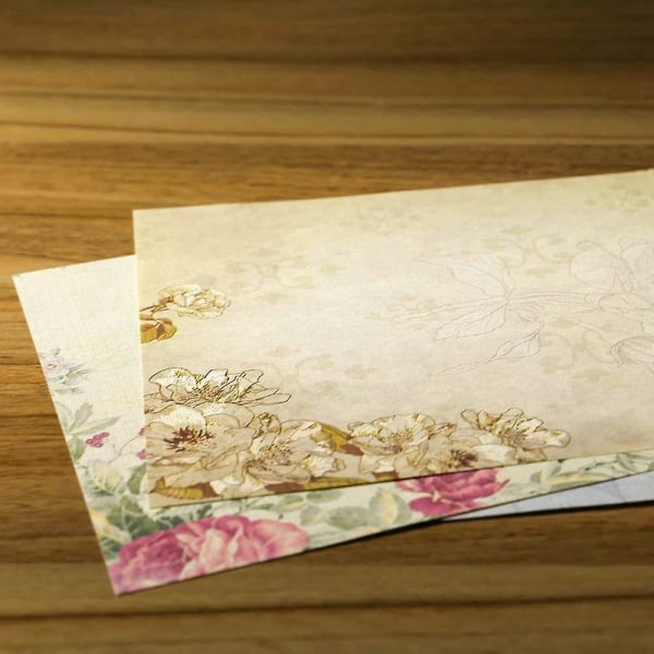 30 stk Vintage brevpapir Blomsterskrivepapir Matchende konvolutter Sæt til håndskriftsbreve, røv