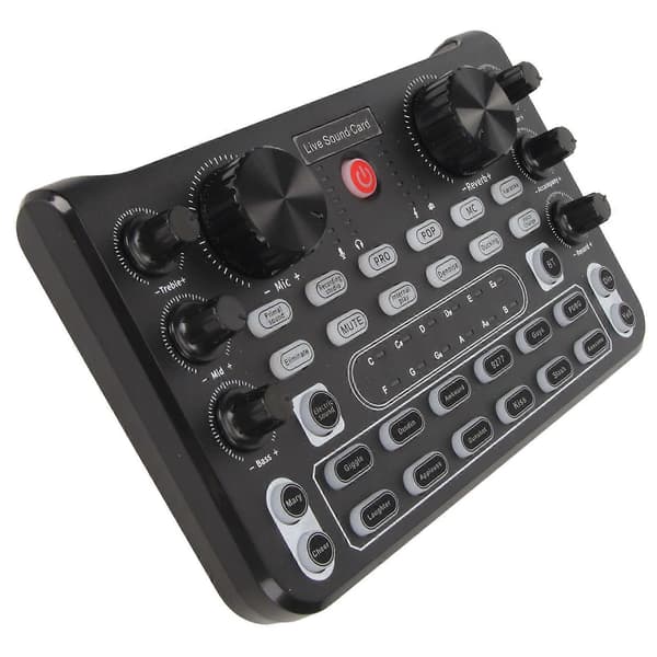 Live Lydkort med Multi Lydeffekter Bluetooth Støjreduktion Lydmixer Board til Mobiltelefon Karaoke Broadcast