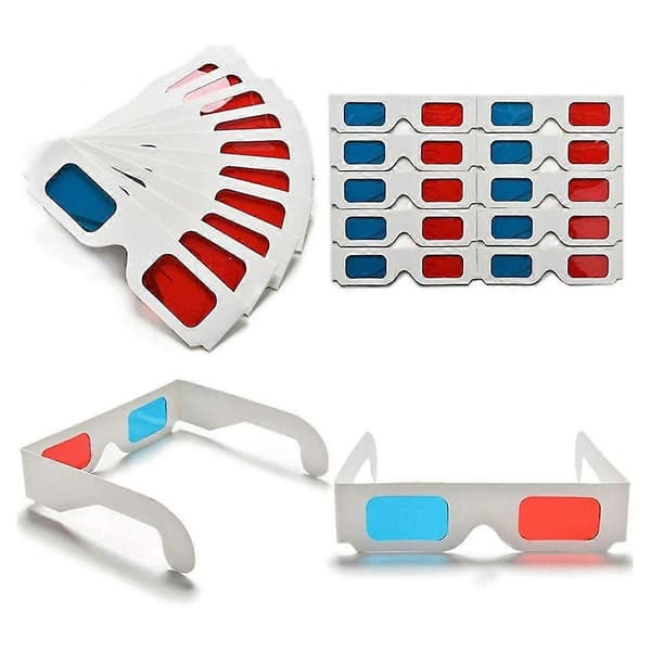 3D-glasögon, 10 par röd och blå papper stereolinser för set anaglyf papper 3D-glasögon