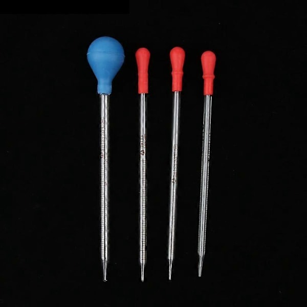 1ml 2ml 3ml 5ml Graderad Glasöverföringspipett & Gummi Lab Droppare