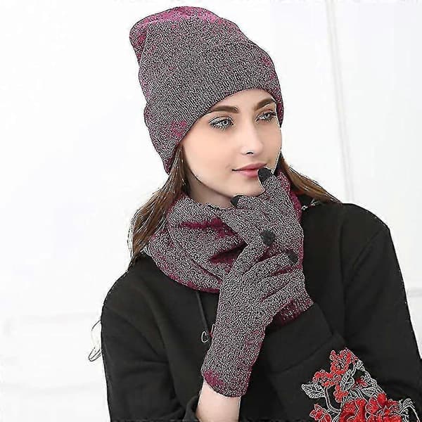1 sett/3 stk Vinterlue Skjerf Hansker Sett For Menn Og Kvinner, Beanie Hansker