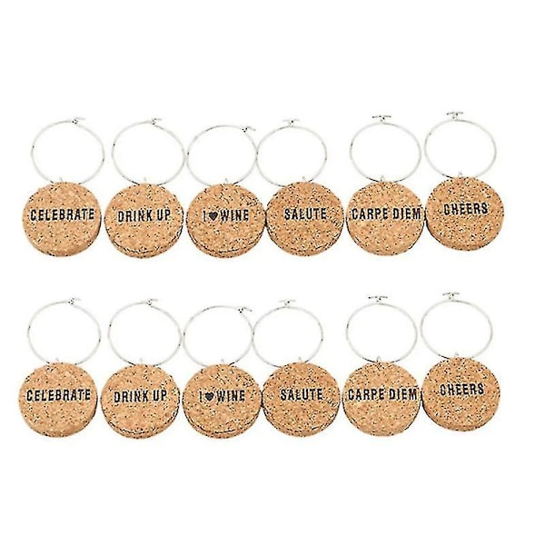 12pcs Cork Glass Charms Diy Goblet Wine Glass Rings With Wire Drink Markers For Parties Holidays