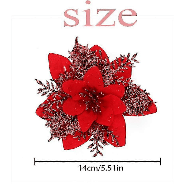 WJTG 12 stk. Jule Simuleringsblomst, Julestjerne Juleblomst, Juleblomst, Juletræsdekoration, Kunstig Jul J