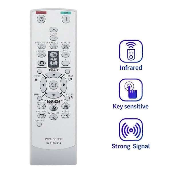 GA818WJSA Erstatningsfjernkontroll for Sharp-projektor XR-50S XR-50X XR-55X XR-55S Notevision XR-