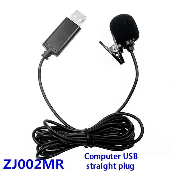 USB Lavalier Myggmikrofon Omnidireksjonell Kablet Clipon Mic Håndfri Plug & Play for Datamaskin