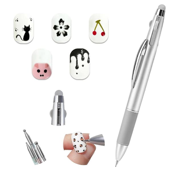 2-pack 4-i-1 Nail Art Dotting Pennor, Dubbelsidigt Nageldesignverktygset