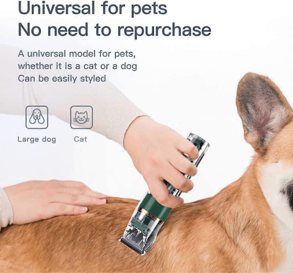 Lavt Støjende Hundehårstrimmer med LED-display til Tykke Hundepelse (sort)