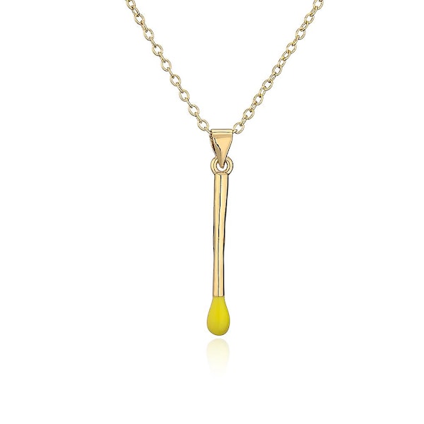 Stilige Match Matchstick Hengehalskjeder Utsøkt 18k Forgylt Choker For Kvinner Par All-match Lang Stripe Charm Halskjede