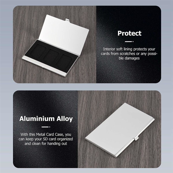 Alumiiniseoksesta valmistettu muistikorttikotelo Case pidikkeet 3 kpl SD/MMC-korteille