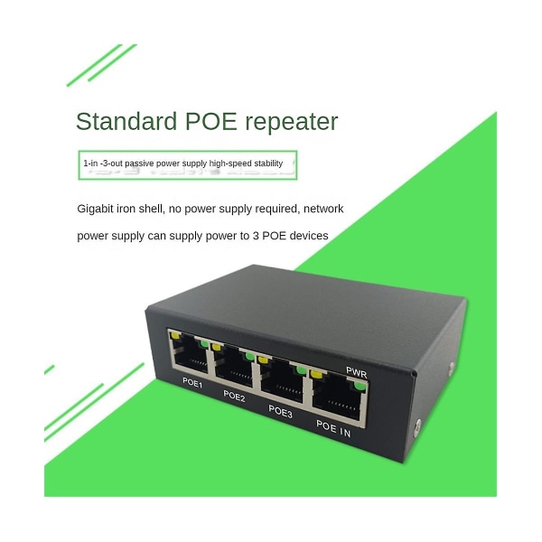 4-porttinen Gigabit Poe Extender 100/1000m Network Switch Extender Ieee802.3af/at Plug&play Poe Switille