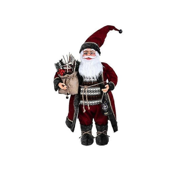 Söt Tomtedocka i Polyester, Cartoon, Stående Jultomte med Presentpåse, Figur för Jul